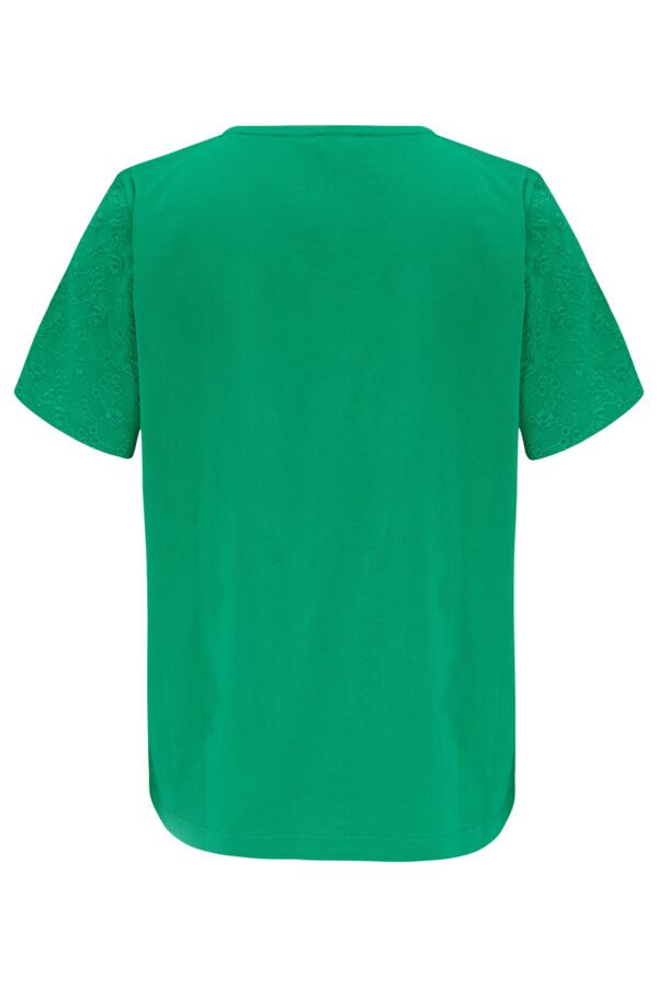 Niamh Broderie Cotton Jersey V-Neck T-Shirt