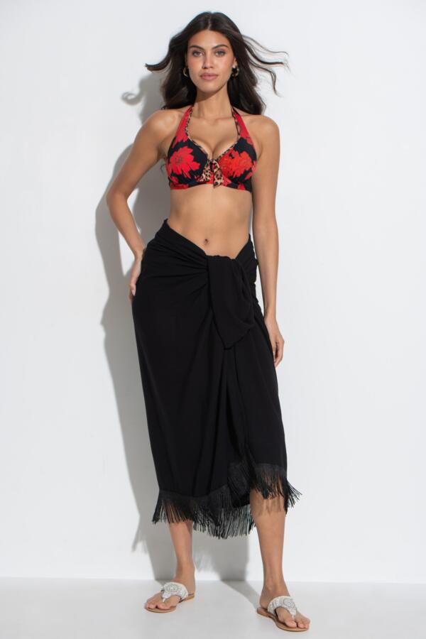 Fringe Trim Crinkle Woven Multiway Sarong