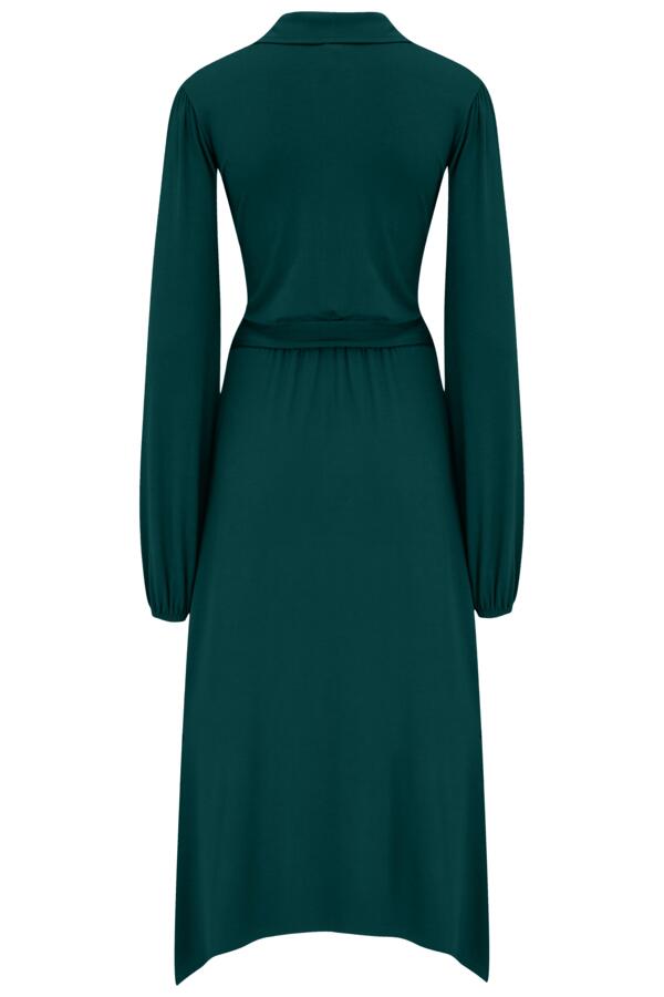 Venetia Jersey Hanky Hem Collared Midi Dress