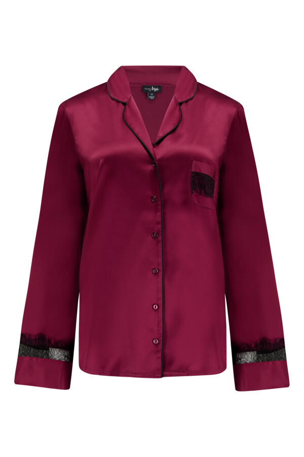 Dusk Satin and Lace Revere Collar Pyjama Set
