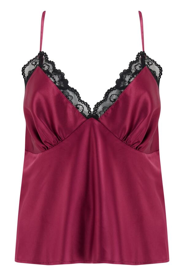 Dusk Satin Lace Trim Cami and Short