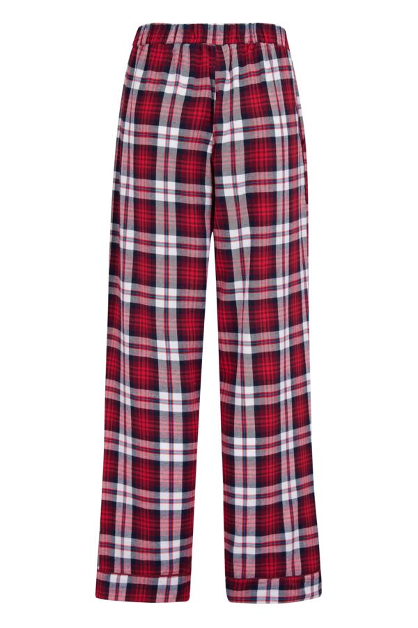 Rib Jersey Lace Trim Henley Top & Check Trouser Pyjama Set