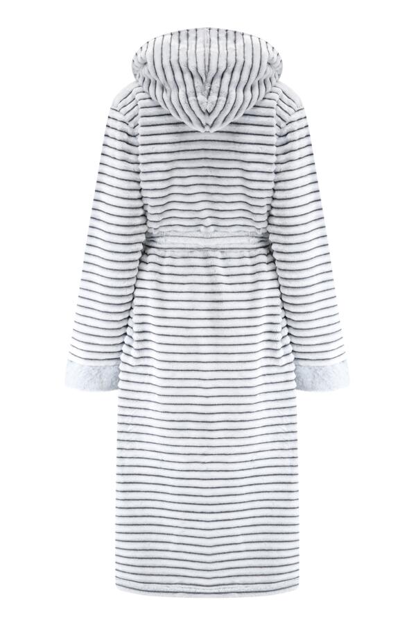 Cosy Ribbed Fleece Midi Hooded Dressing Gown