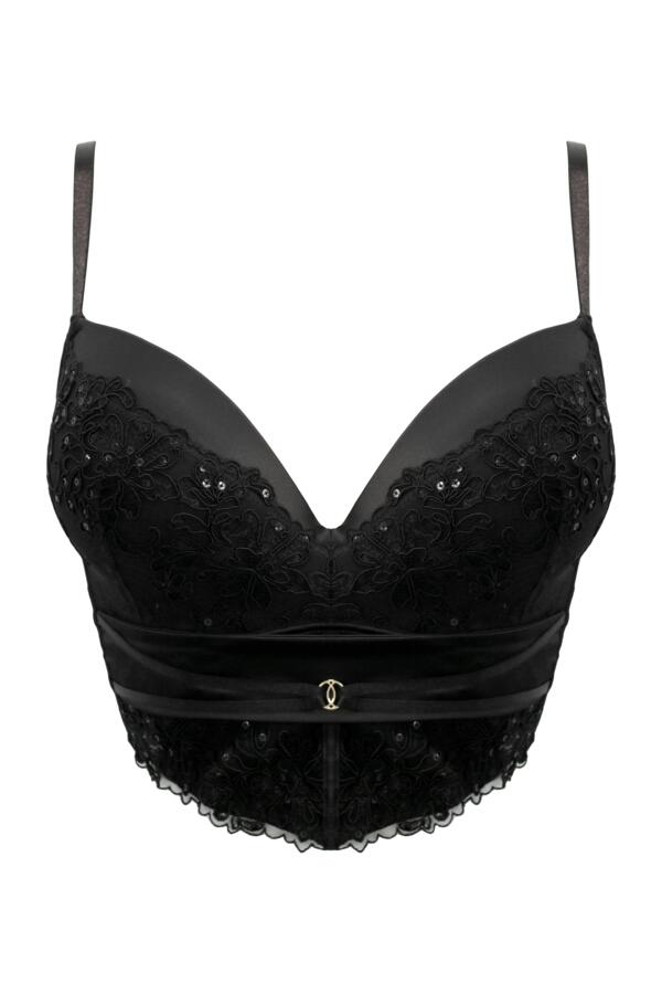 Intense Sequin Push-Up Padded Underwired Longline Bra