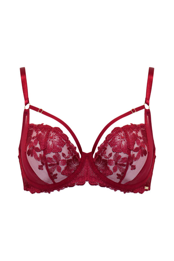 India Bold Floral Embroidery Non-Padded Bra B-G