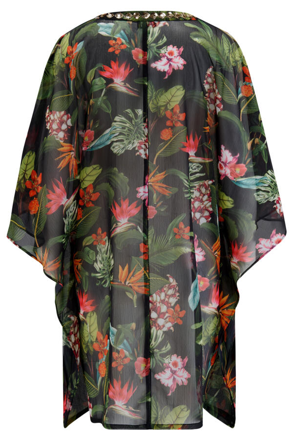 Chiffon V-Neck Embellished Kaftan