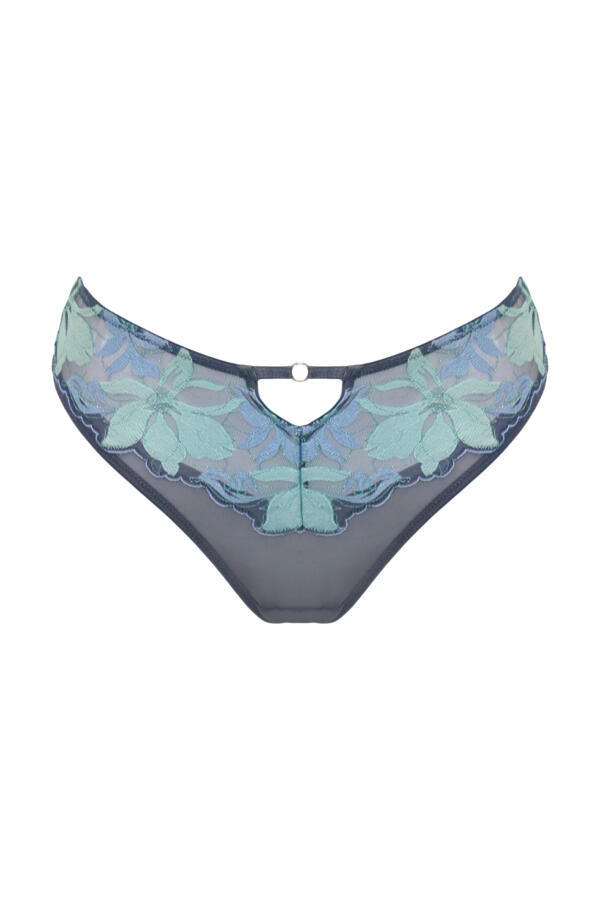 Roxanne Embroidered High Leg Mesh Brief