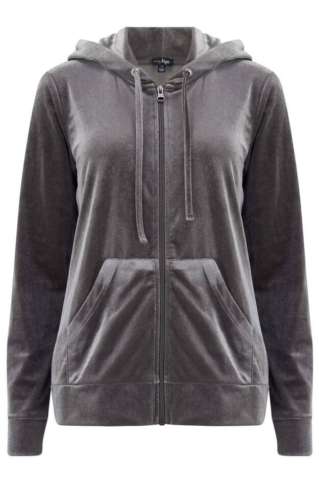 Velour Zip Through Hoodie 