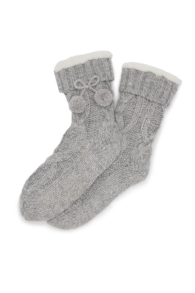Cosy Cable Lined Knit Slipper Sock 
