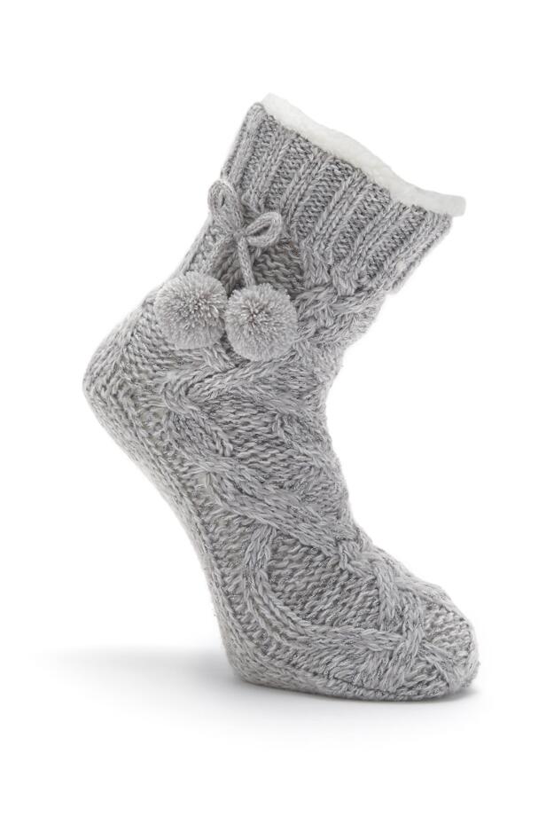 Cosy Cable Lined Knit Slipper Sock 