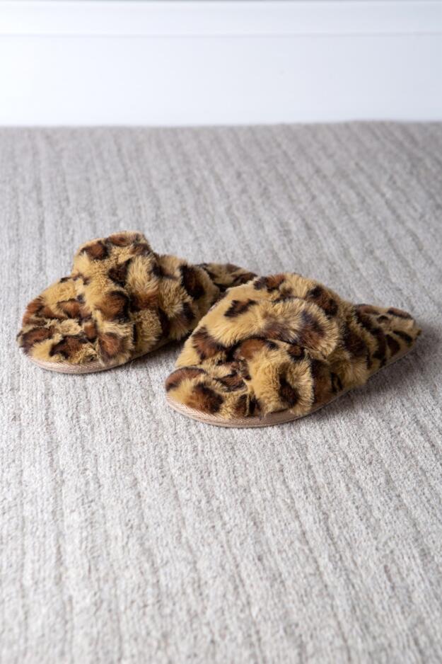 Faux Fur Crossover Slider Slipper 