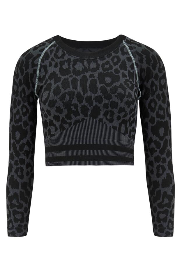 Energy Seamless Leopard Long Sleeve Crop Top 