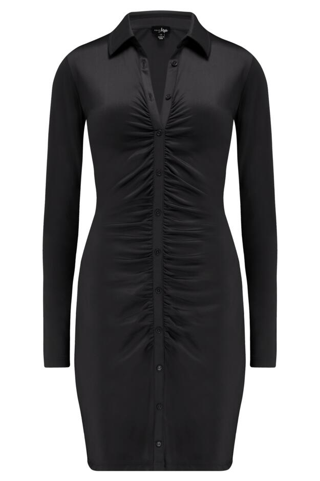 Brooke Shine Stretch Jersey Ruched Front Bodycon Shirt Dress 
