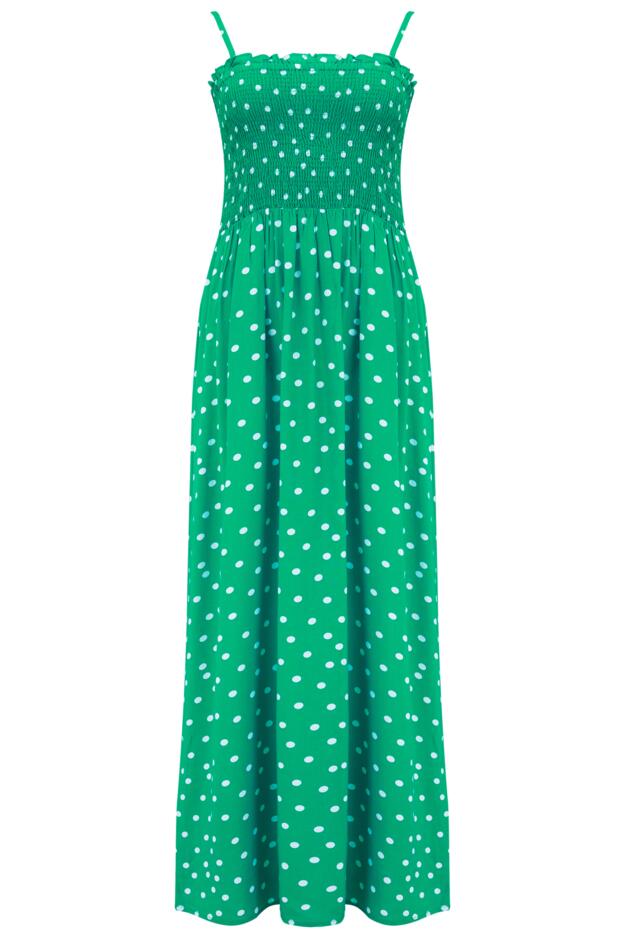 Strapless Shirred Bandeau Maxi Beach Dress