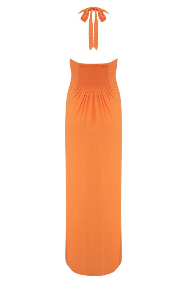 Halter Neck Gold Buckle Maxi Beach Dress