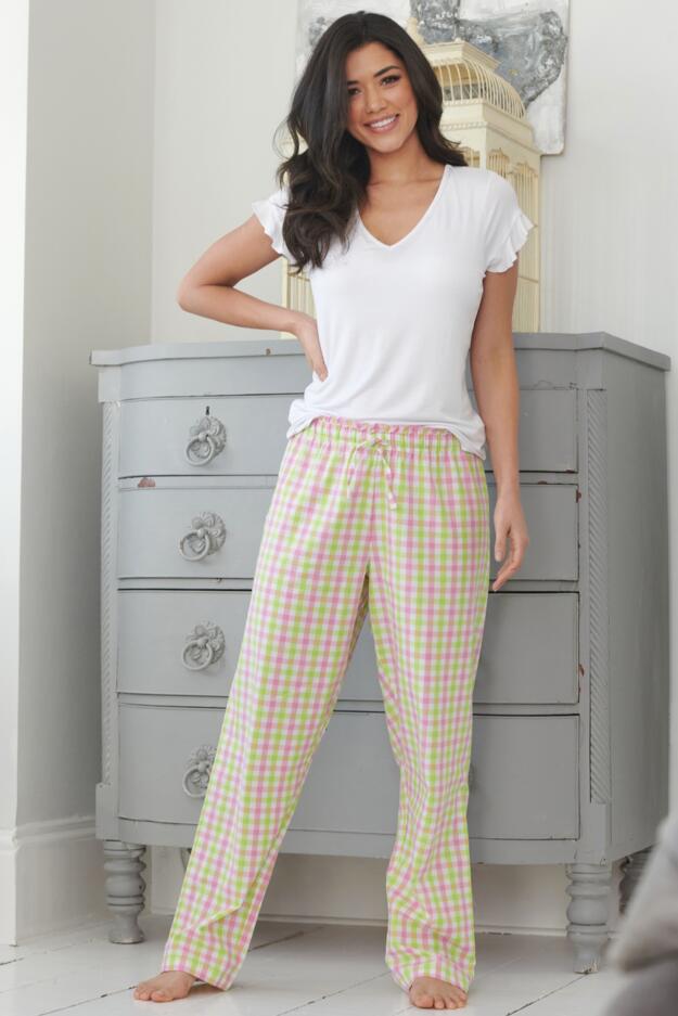 Cotton Woven Gingham Paperbag Trouser