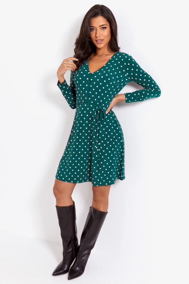 Bella Fuller Bust Slinky Jersey Long Sleeve Tea Dress