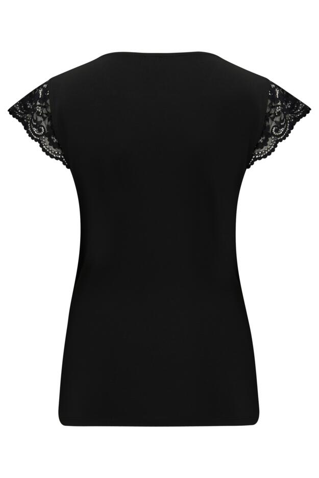 Julie Fuller Bust Slinky Jersey Lace Trim Wrap Top