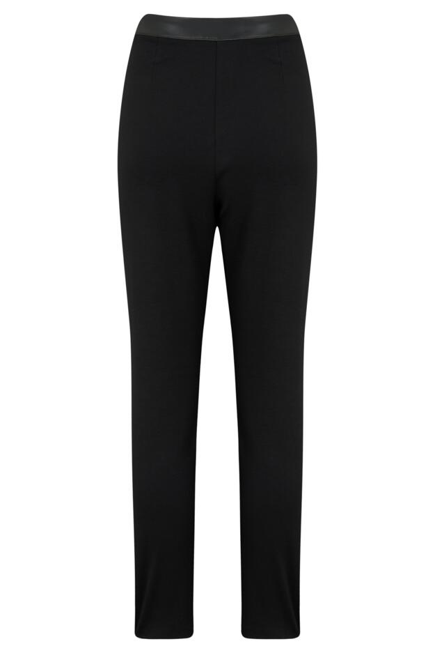 Amy Faux Leather Waistband Slim Ponte Trouser