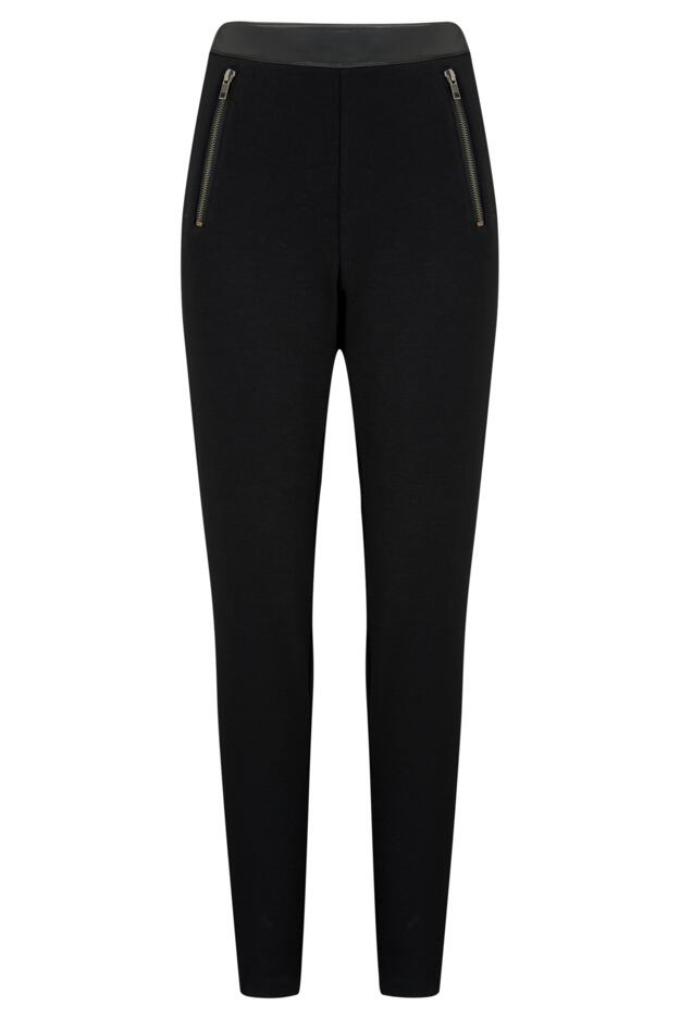 Amy Faux Leather Waistband Slim Ponte Trouser