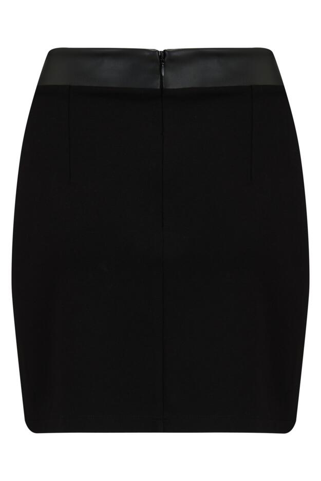 Amy Faux Leather Waistband Ponte Mini Skirt
