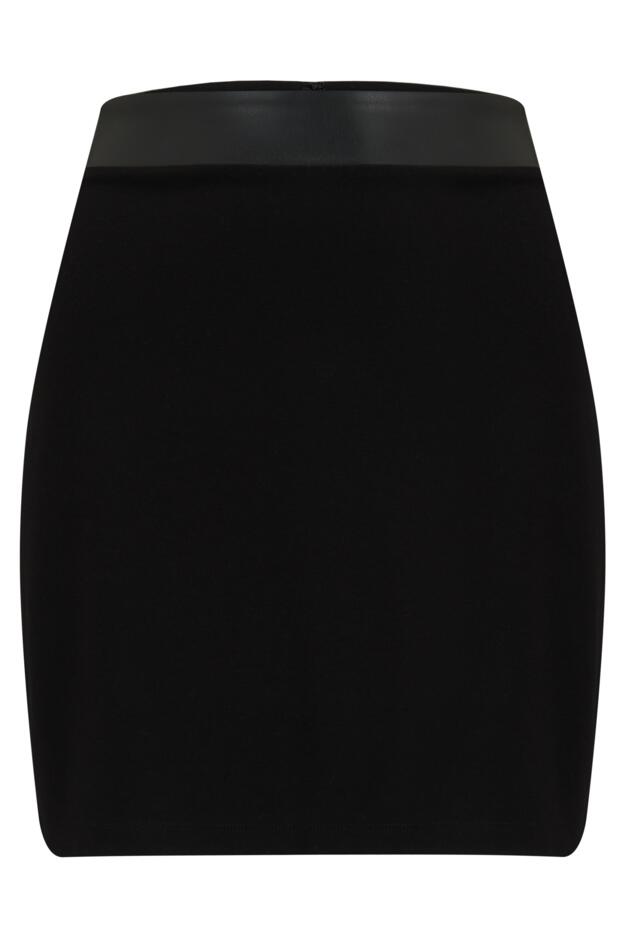 Amy Faux Leather Waistband Ponte Mini Skirt