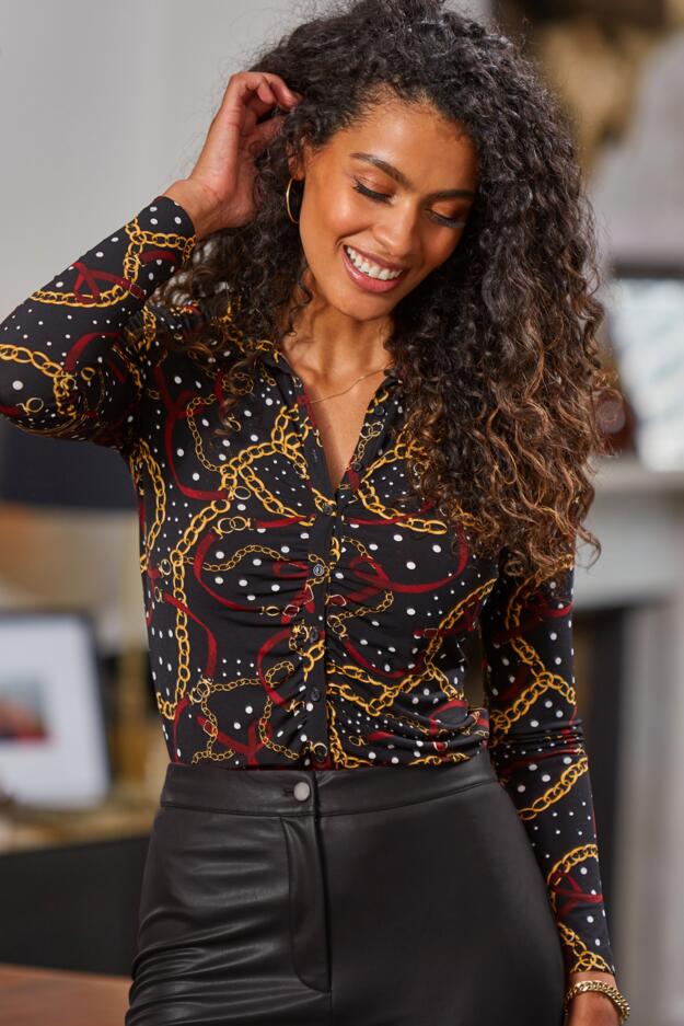 Brooke Fuller Bust Slinky Stretch Ruched Front Shirt