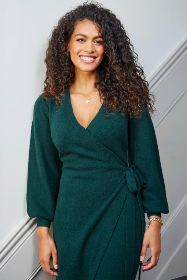 Elle Knit Midi Wrap Dress