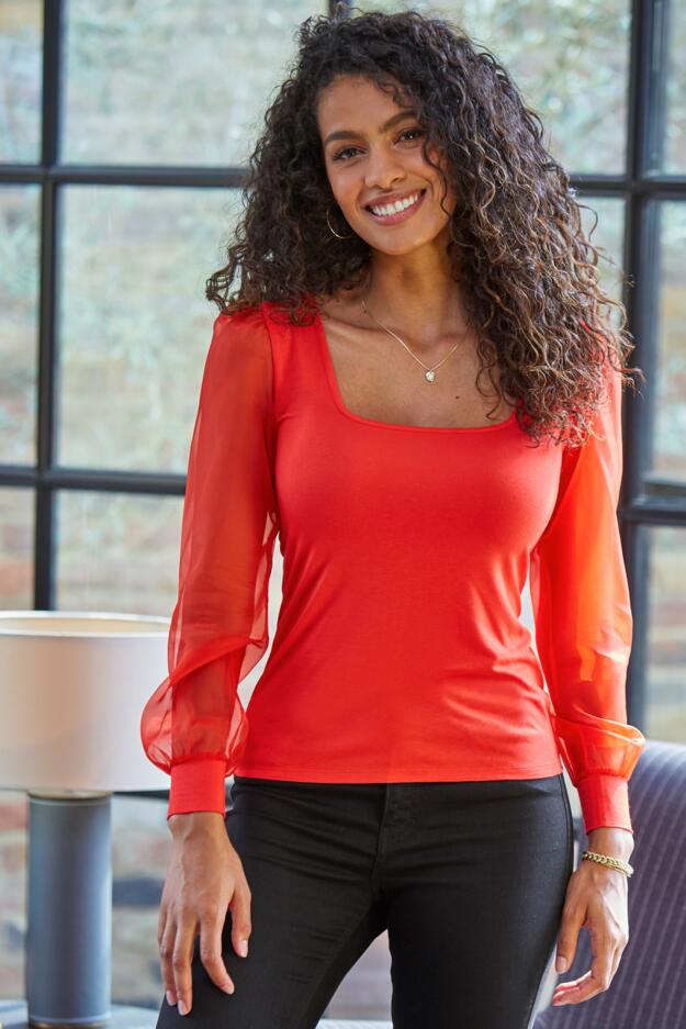 Rae Chiffon Sleeve Jersey Top