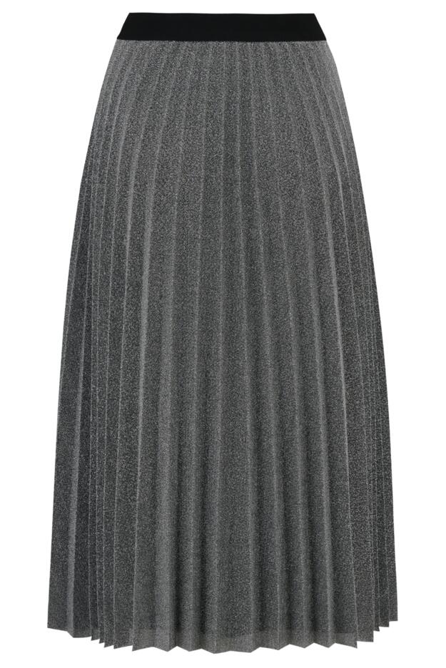 Nina Lame Pleated Midi Skirt