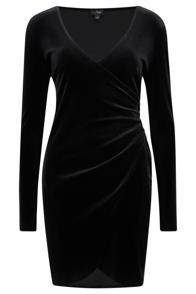 Suki Stretch Velvet Wrap Bodycon Dress