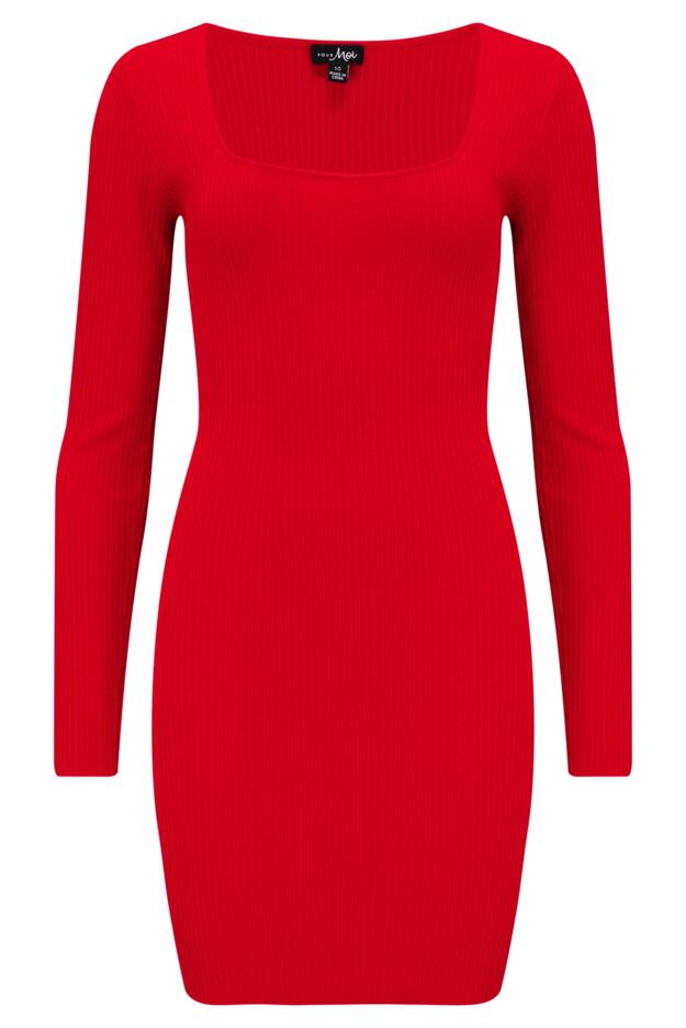 Sasha Rib Knit Square Neck Mini Dress