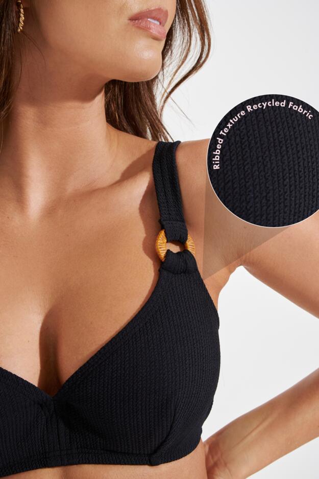 Cali Ribbed Texture Hidden Underwired Bikini Top 