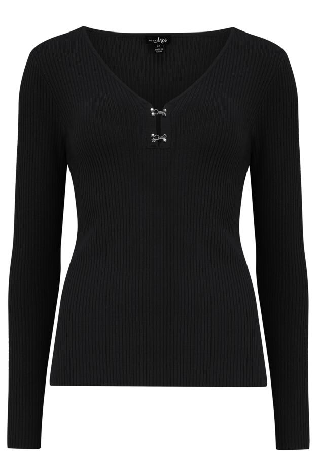 Layla Rib Knit V-Neck Long Sleeve Top