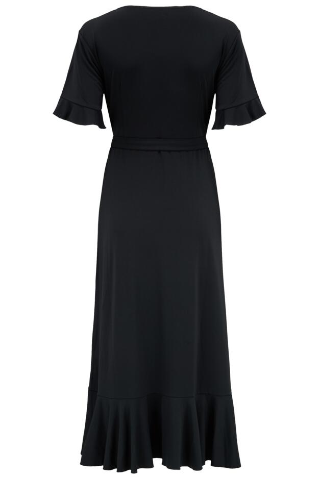 Megan Fuller Bust Slinky Jersey Frill Detail Midi Wrap Dress