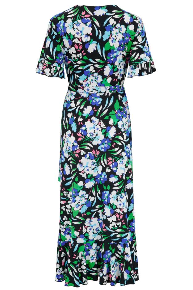 Megan Fuller Bust Slinky Jersey Frill Detail Midi Wrap Dress