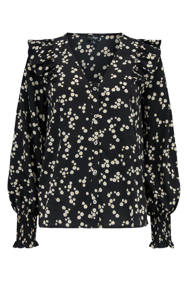 Maggie Fuller Bust Woven Button Through Frill Blouse
