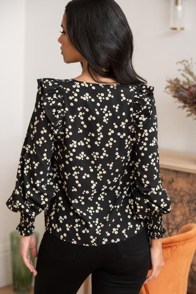 Maggie Fuller Bust Woven Button Through Frill Blouse