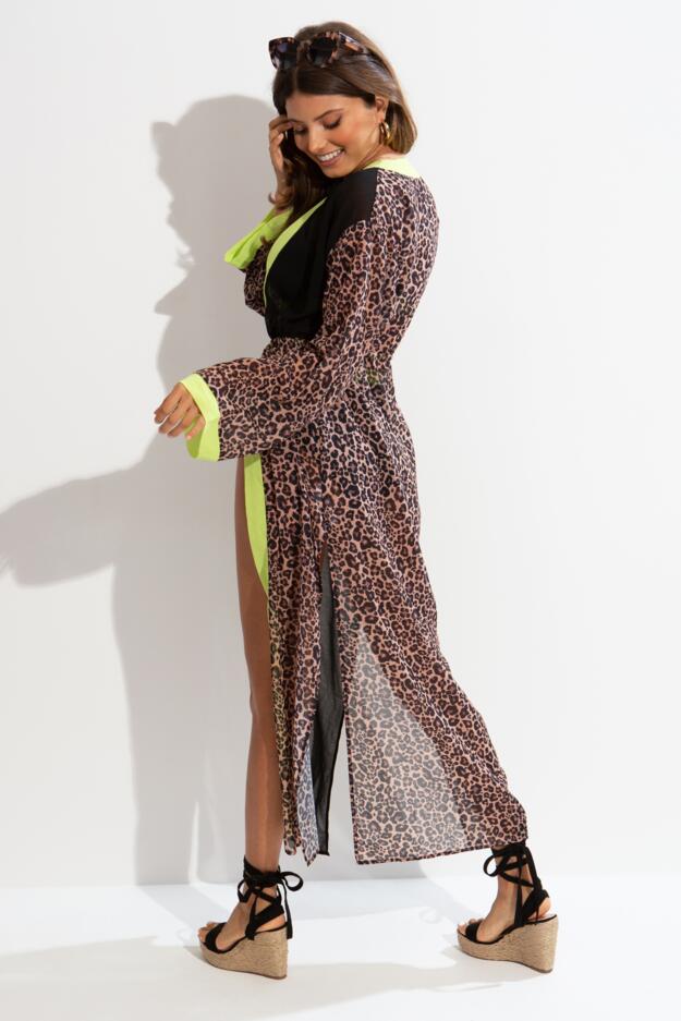 Flare Sleeve Chiffon Maxi Beach Kimono