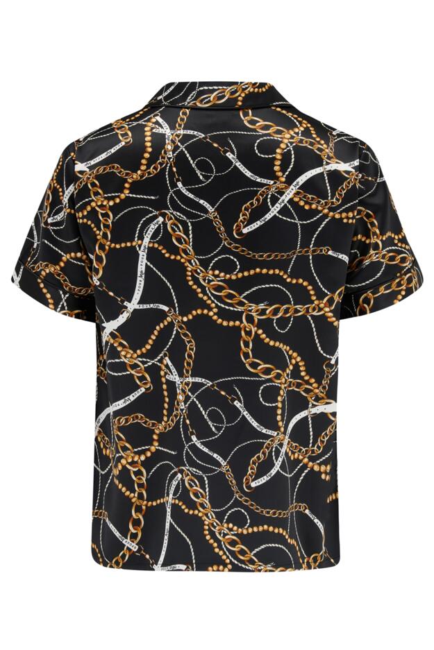 Satin Print Revere Collar Short PJ Set