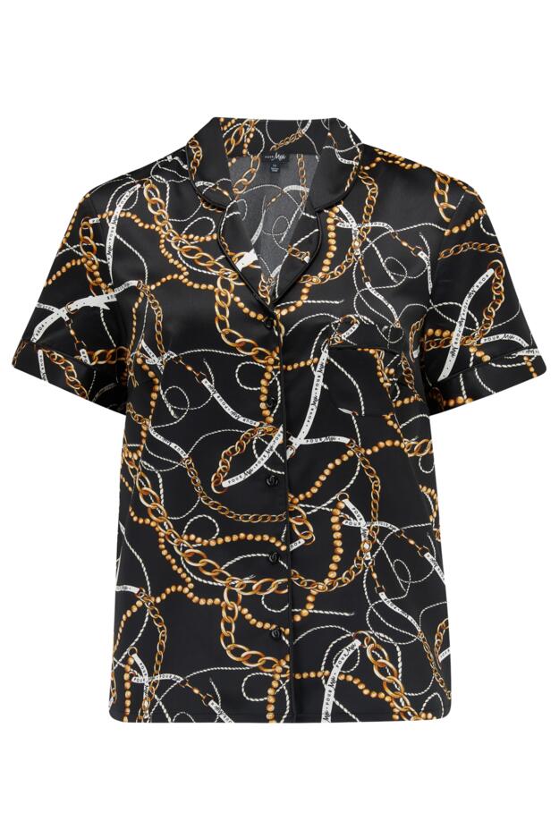 Satin Print Revere Collar Short PJ Set