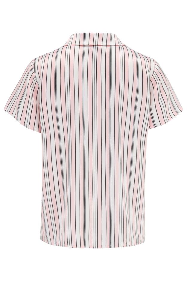 Satin Stripe Print Revere Collar Trouser PJ Set