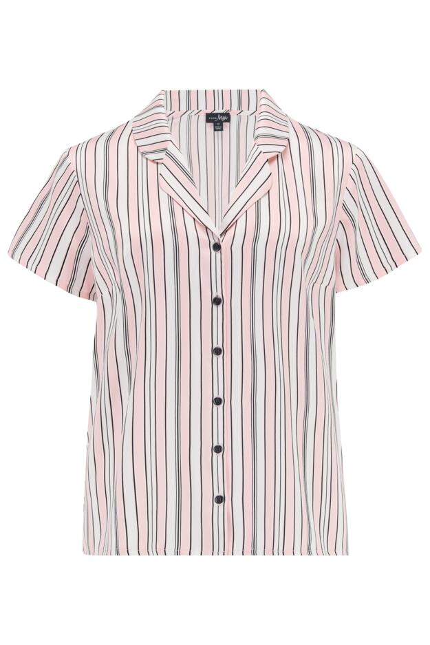 Satin Stripe Print Revere Collar Trouser PJ Set