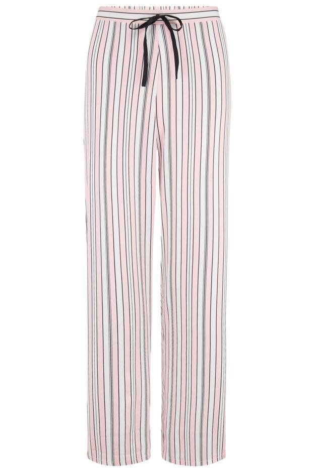 Satin Stripe Print Revere Collar Trouser PJ Set