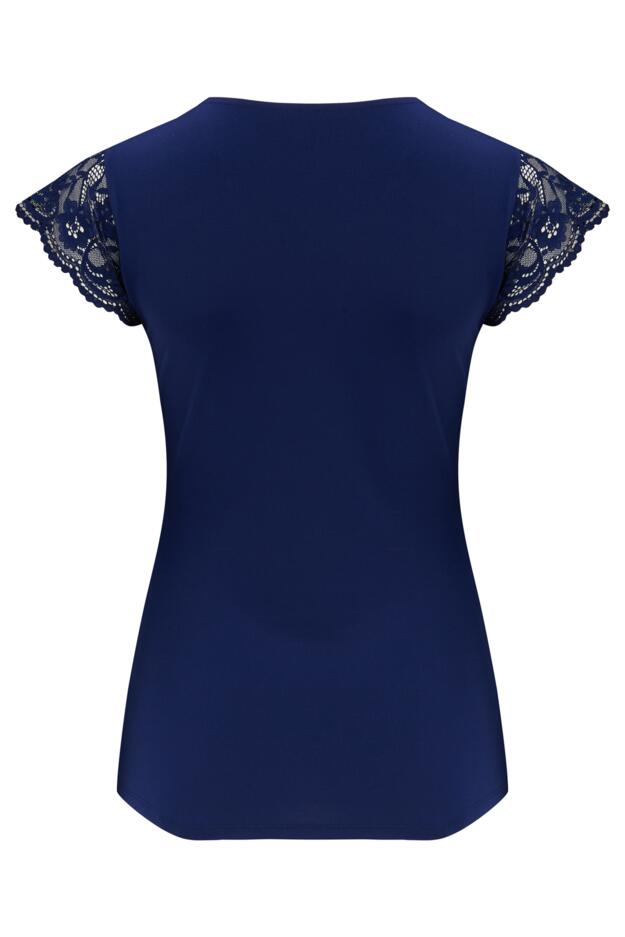 Julie Fuller Bust Slinky Jersey Lace Trim Wrap Top