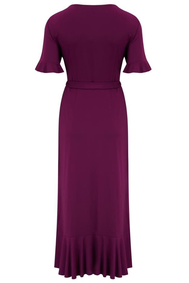 Megan Fuller Bust Slinky Jersey Frill Detail Midi Wrap Dress