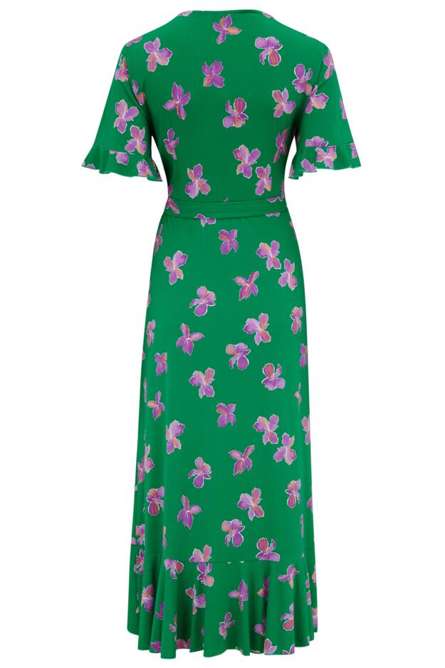 Megan Fuller Bust Slinky Jersey Frill Detail Midi Wrap Dress