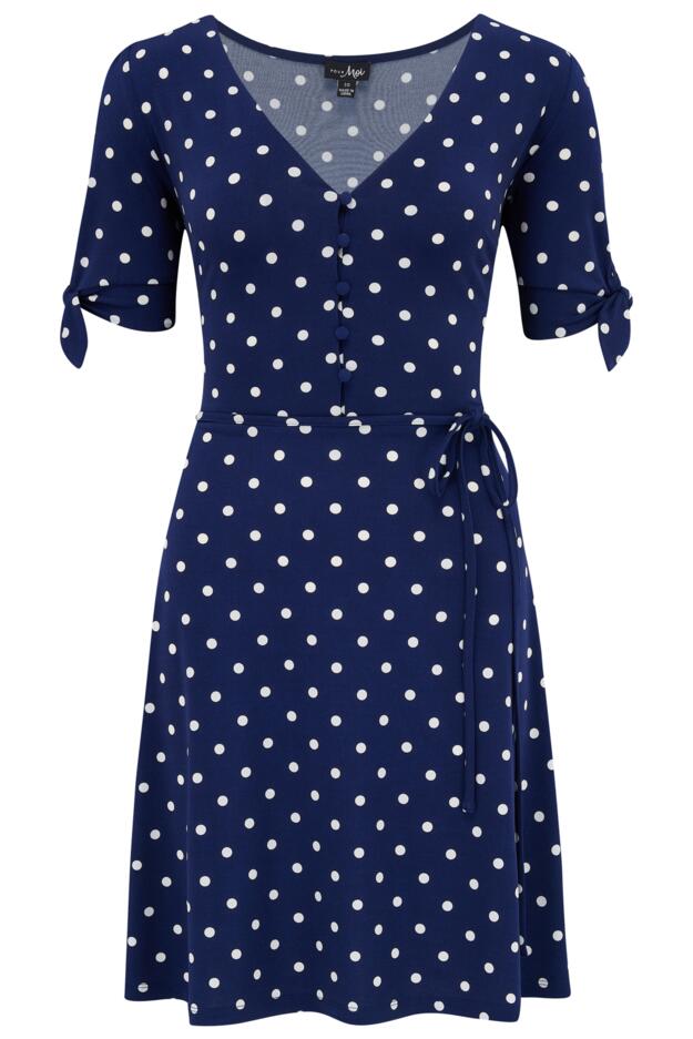 Bella Fuller Bust Slinky Stretch Tie Sleeve Tea Dress