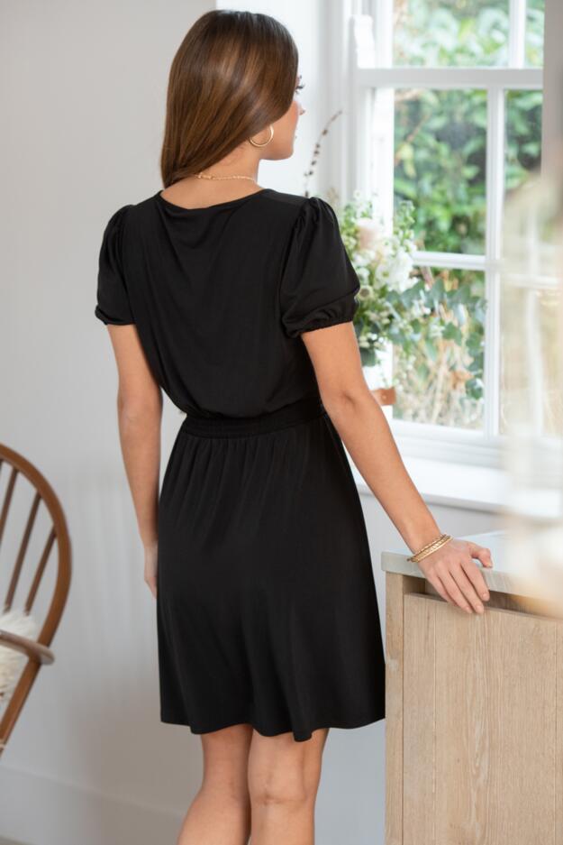 Evangeline Fuller Bust Gathered Neckline Slinky Jersey Dress