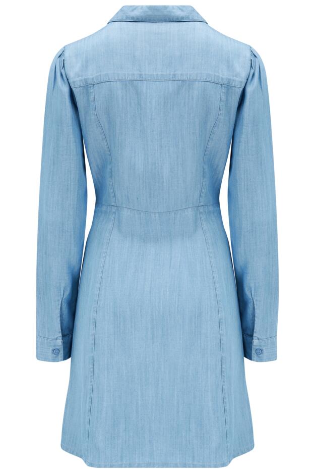 Joanie Fuller Bust Lace Up Chambray Long Sleeve Dress